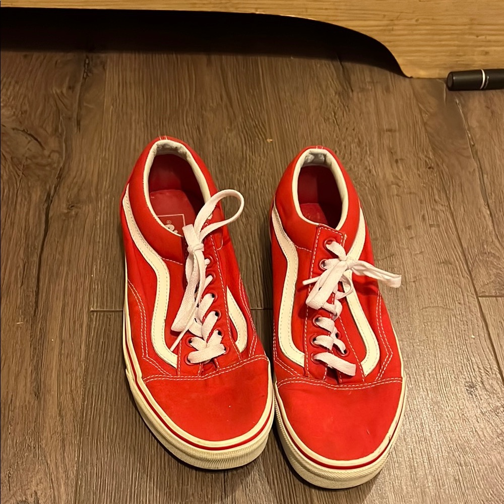 Vans Red and White Classic Sneakers